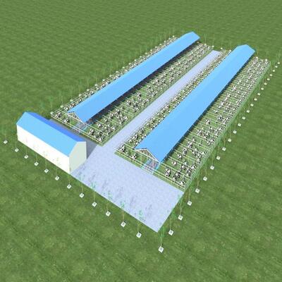 Progettazione fornitura struttura in acciaio moderna allevamento lattiero-caseario capannone metallo allevamento con sistema di ventilazione