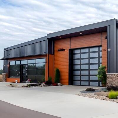 Q355 Acciaio Large Span Color Customized Modern Design Prefab Steel Structure Warehouse Con Ufficio