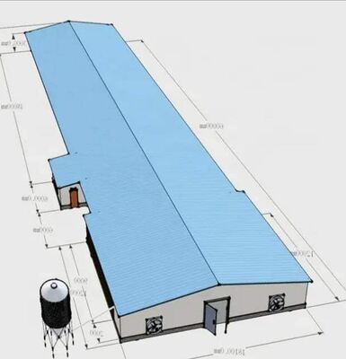 Dimensioni 120m x 20m Pollaio con struttura in acciaio prefabbricata dal design isolato